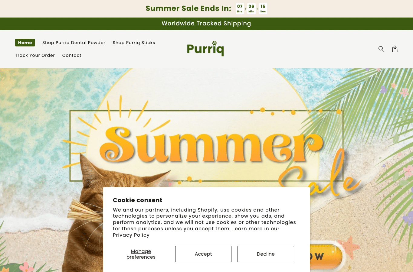 Bildschirmaufnahme von purriq.com