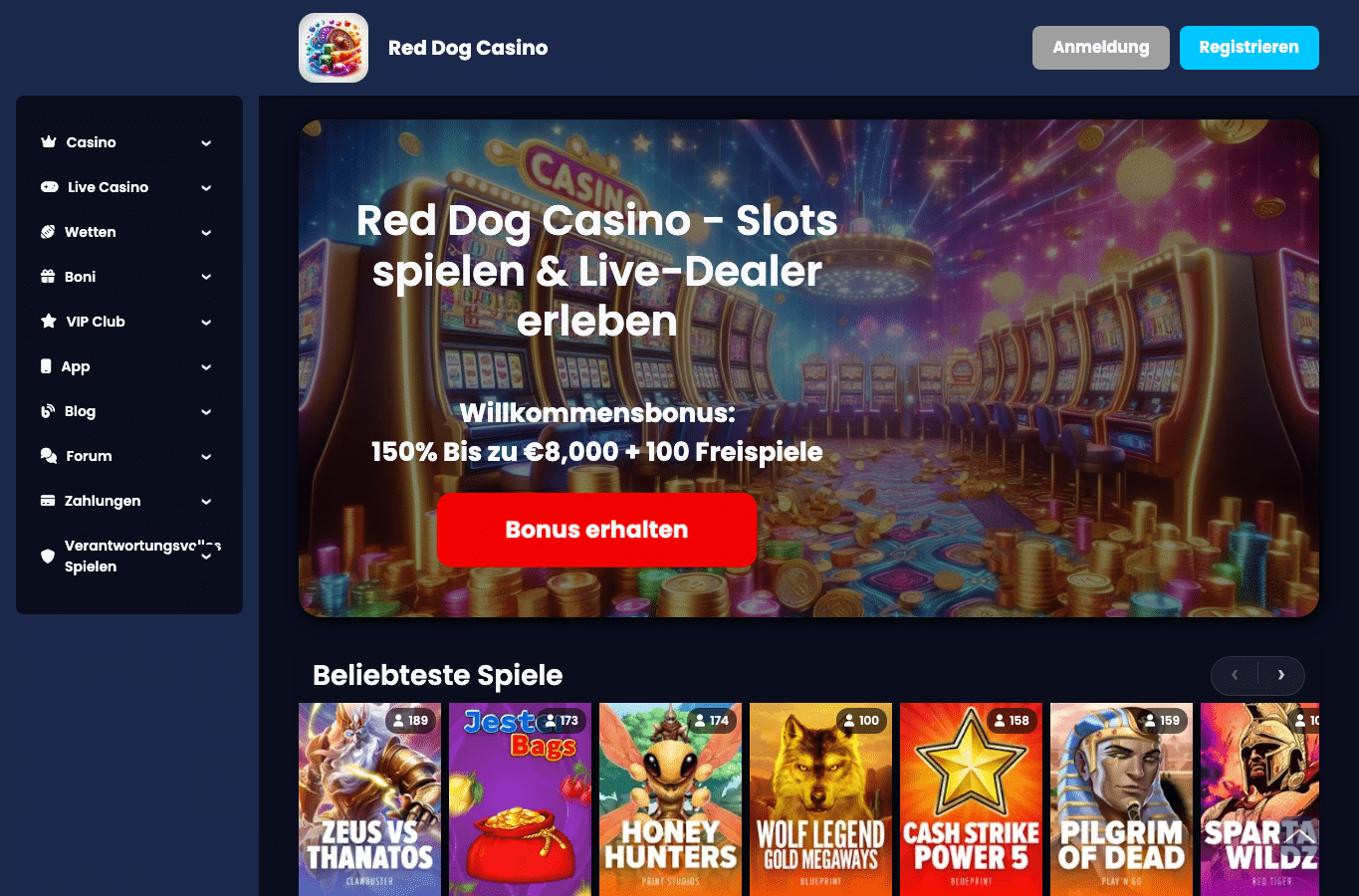 Bildschirmaufnahme von red-dog.at