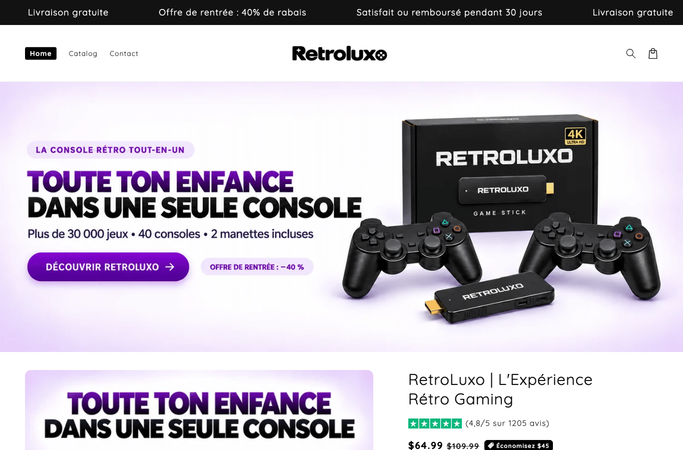 Bildschirmaufnahme von retroluxo.com