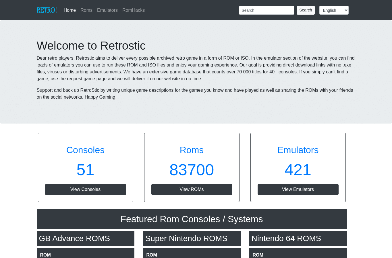 Bildschirmaufnahme von retrostic.com