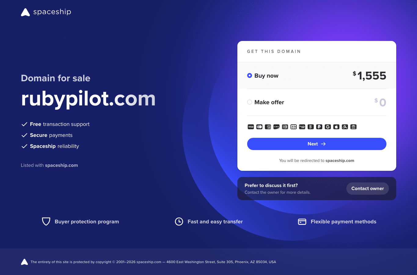 Bildschirmaufnahme von rubypilot.com