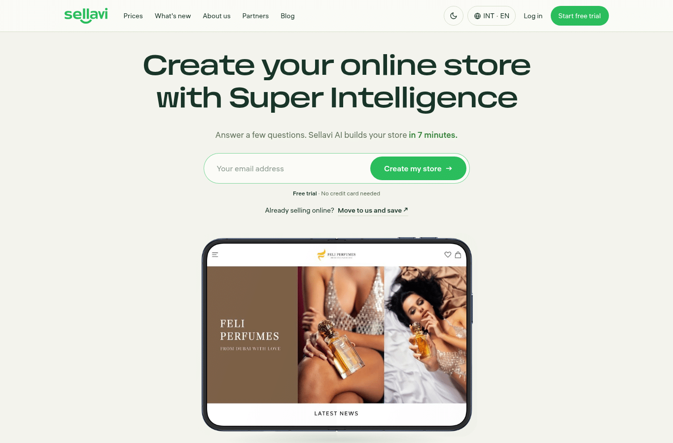 Bildschirmaufnahme von sellavi.com