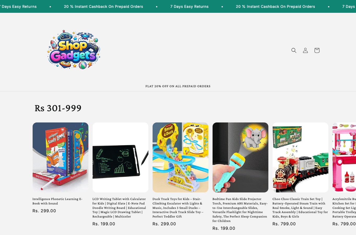 Bildschirmaufnahme von shopgadget.online