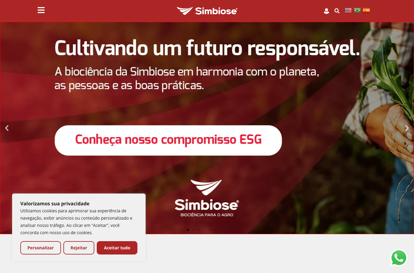 Bildschirmaufnahme von simbiose-agro.com.br