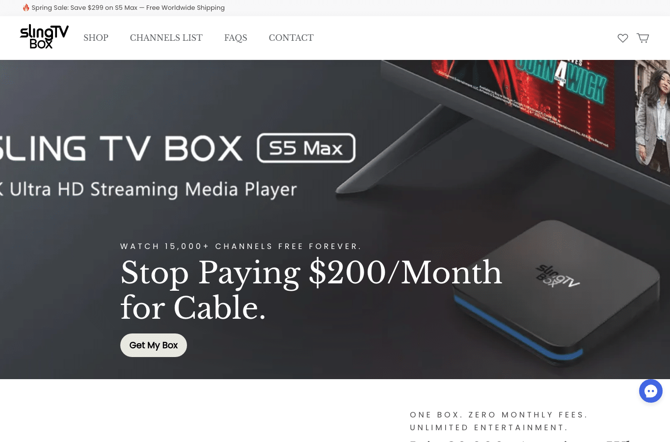Bildschirmaufnahme von slingtvboxusa.com