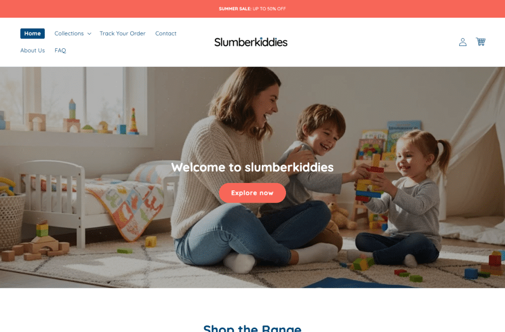 Bildschirmaufnahme von slumberkiddies.com