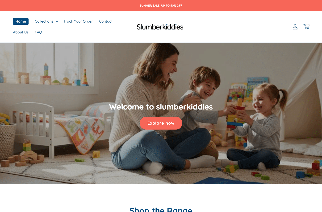 Bildschirmaufnahme von slumberkiddies.com