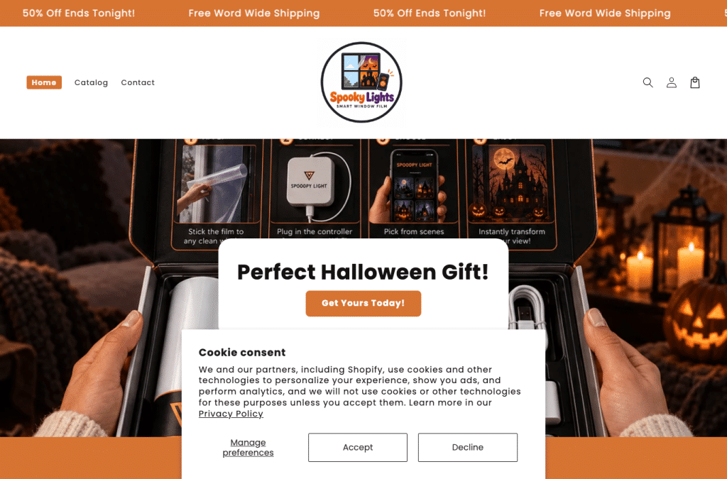Bildschirmaufnahme von spookylight.com