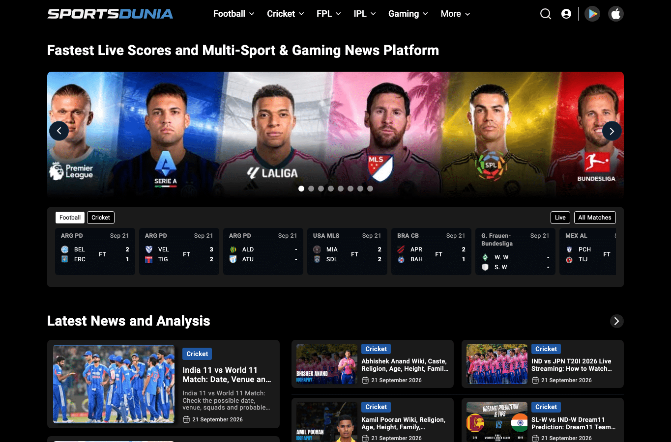 Bildschirmaufnahme von sportsdunia.com