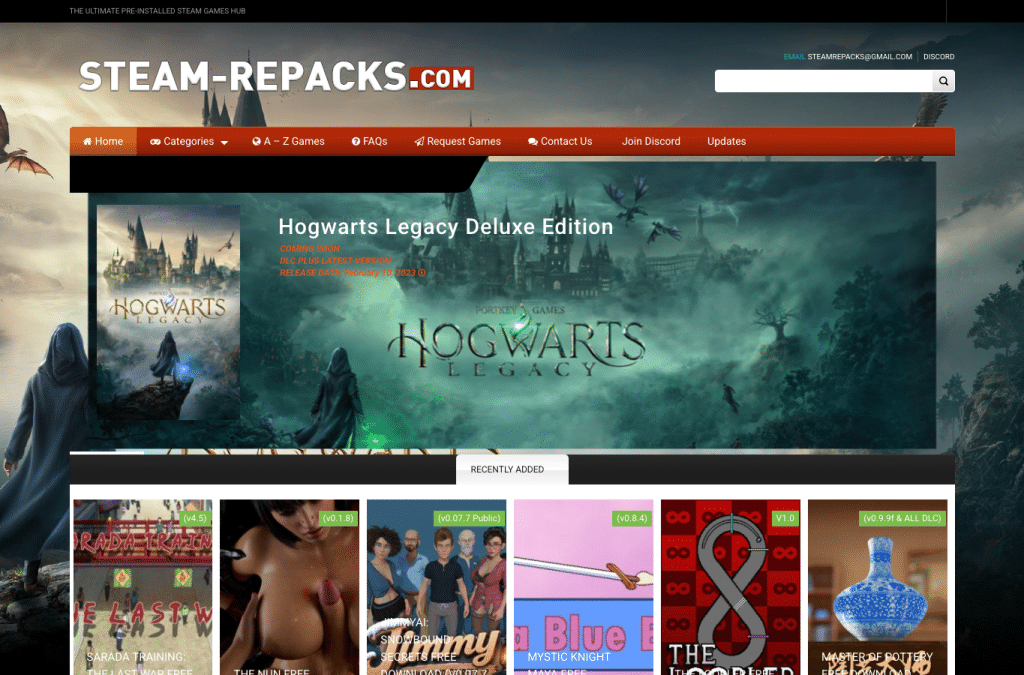 Bildschirmaufnahme von steam-repacks.net