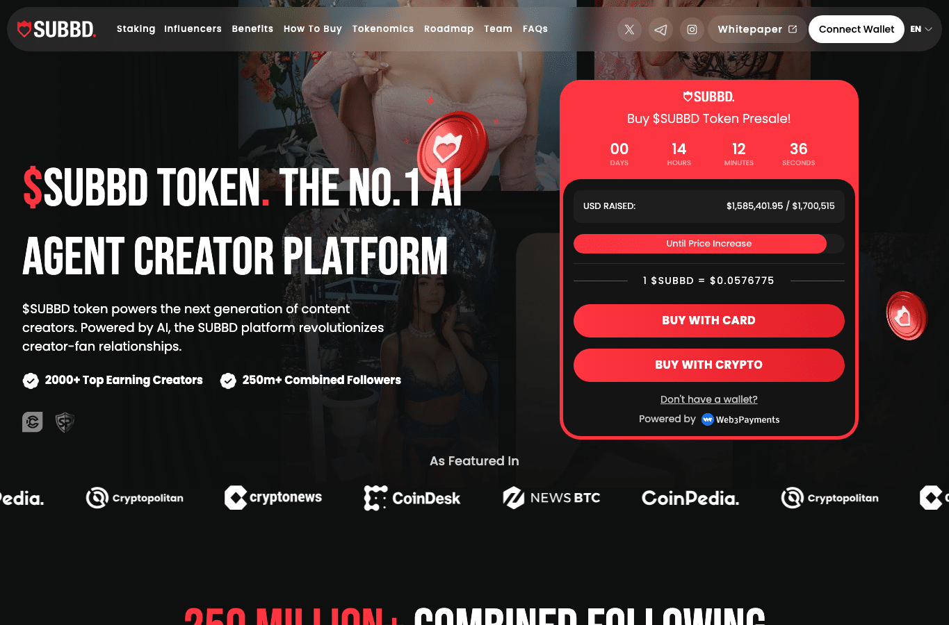 Bildschirmaufnahme von subbdtoken.com