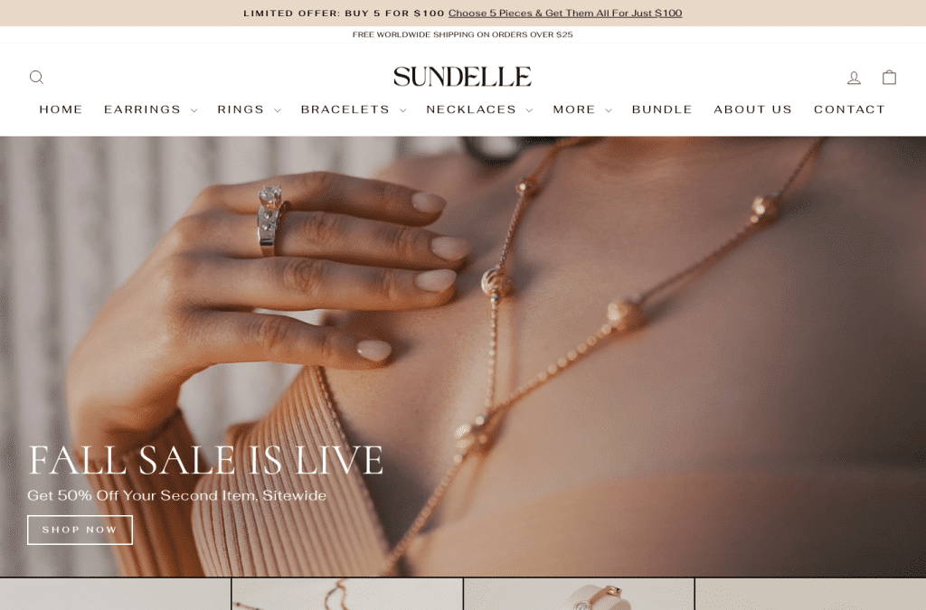 Bildschirmaufnahme von sundelle.com
