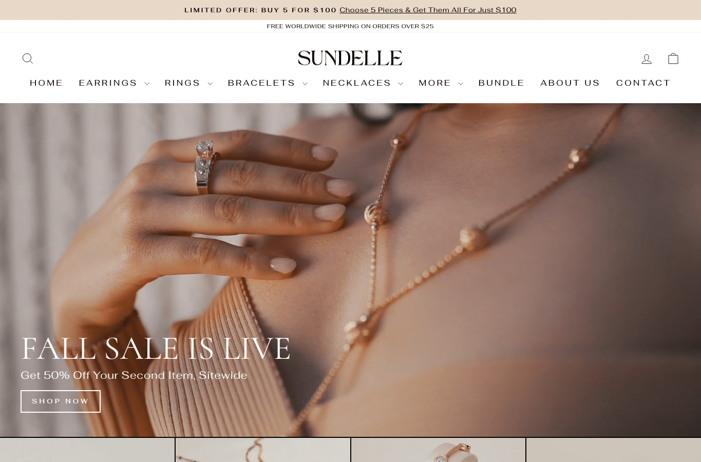 Bildschirmaufnahme von sundelle.com