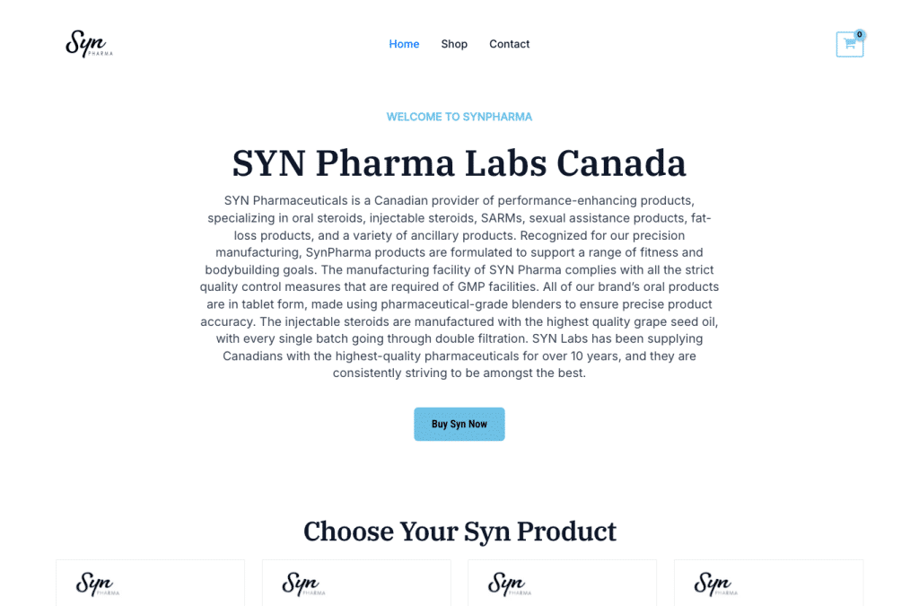 Bildschirmaufnahme von synpharmaofficial.com