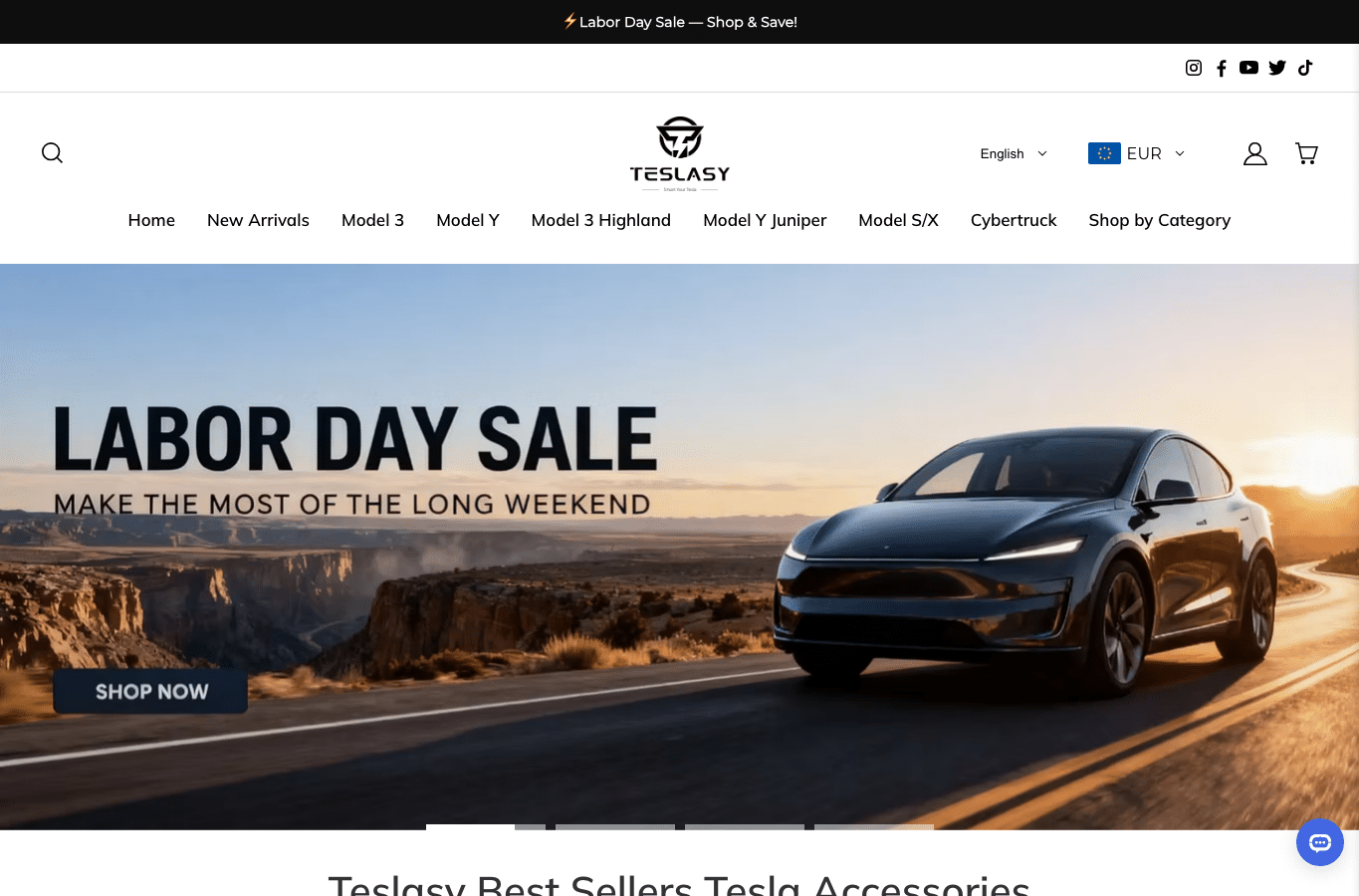 Bildschirmaufnahme von teslasy.com