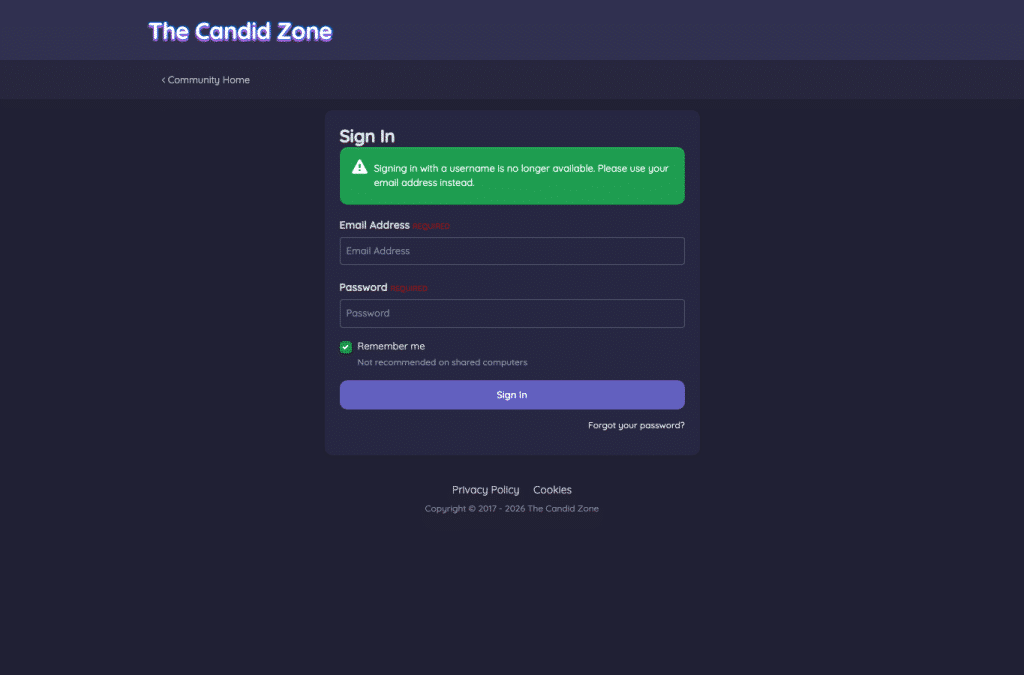 Bildschirmaufnahme von thecandidzone.com