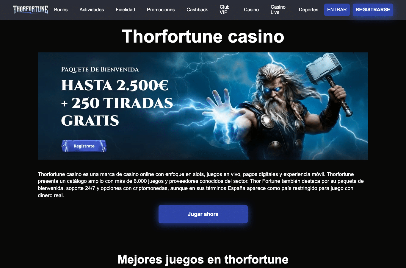 Bildschirmaufnahme von thorfortune-spain.com