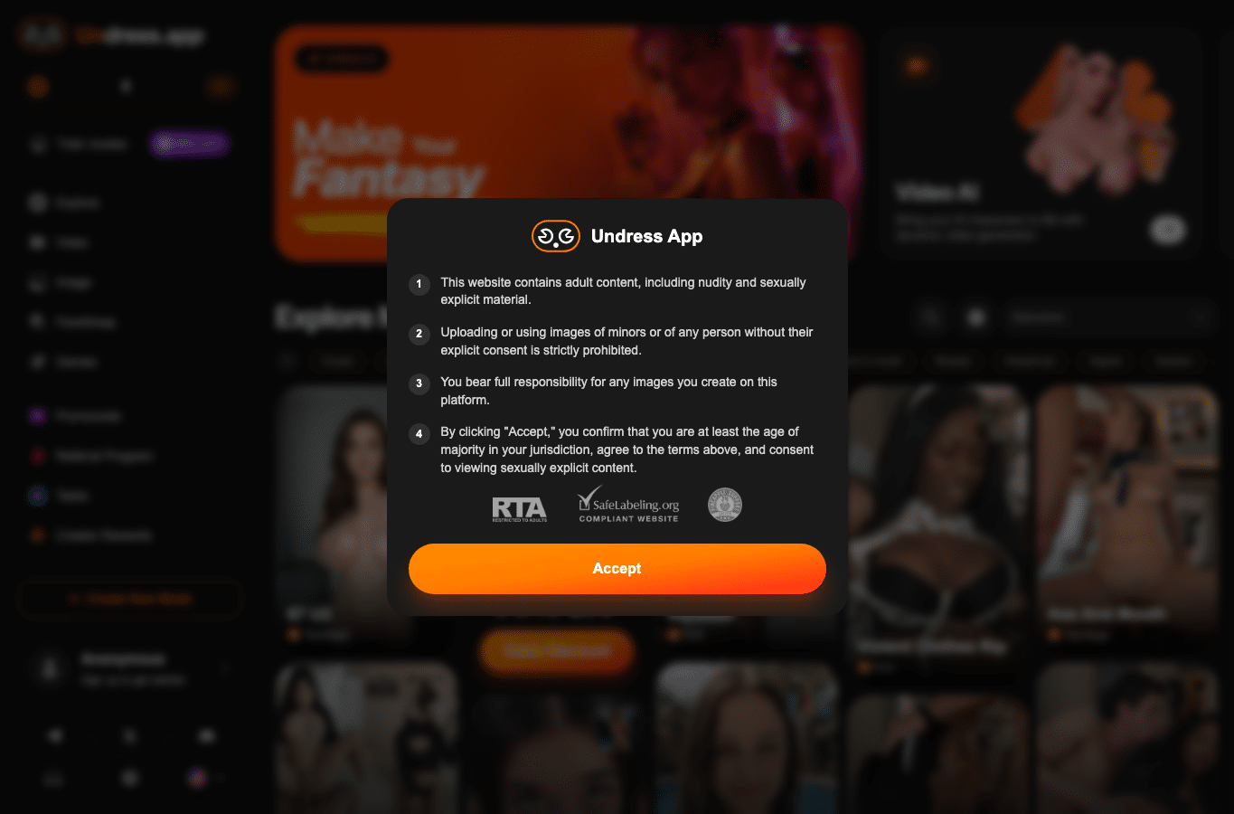 Bildschirmaufnahme von undress.app