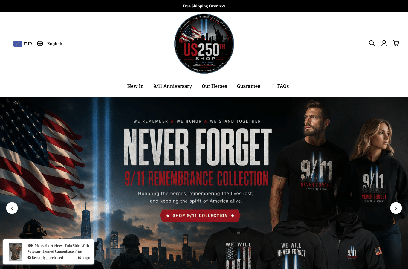 Bildschirmaufnahme von us250thshop.com