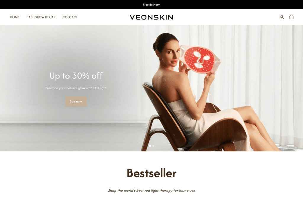 Bildschirmaufnahme von veonskin.website