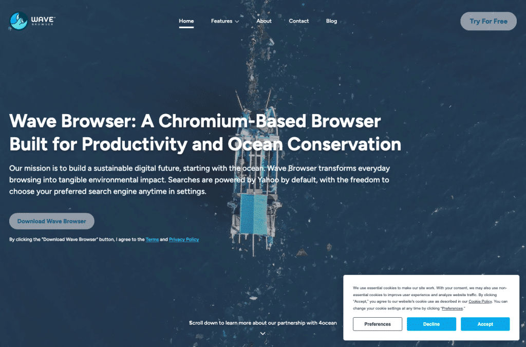 Bildschirmaufnahme von wavebrowser.co