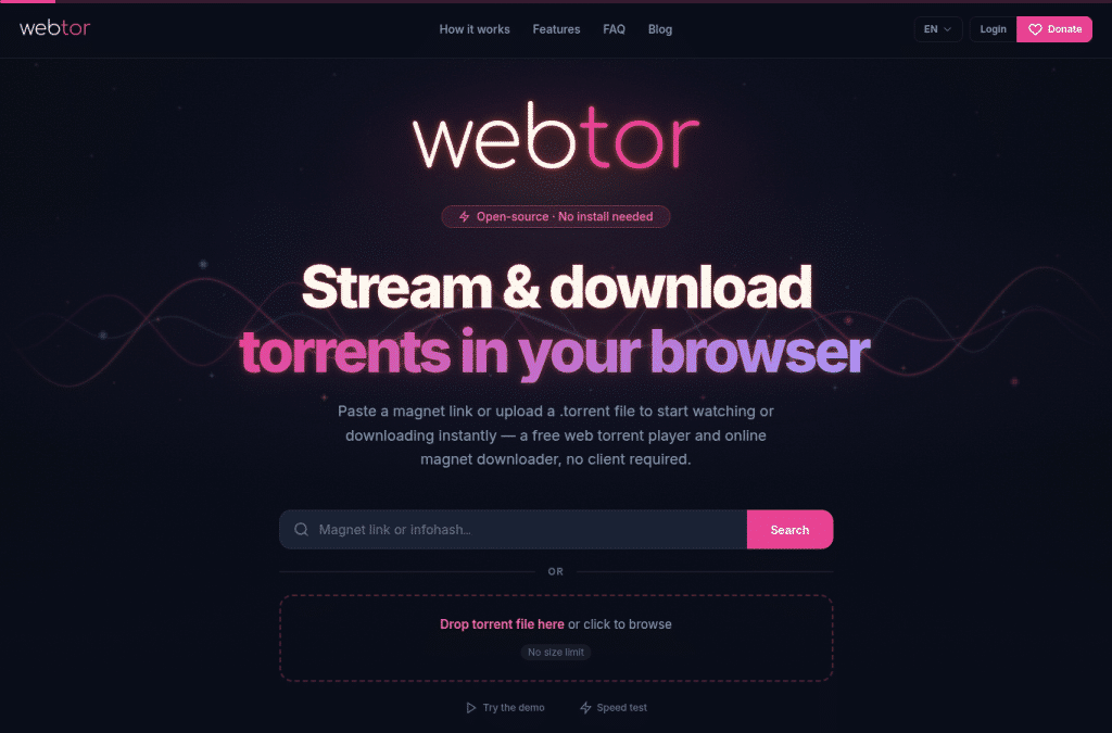Bildschirmaufnahme von webtor.io