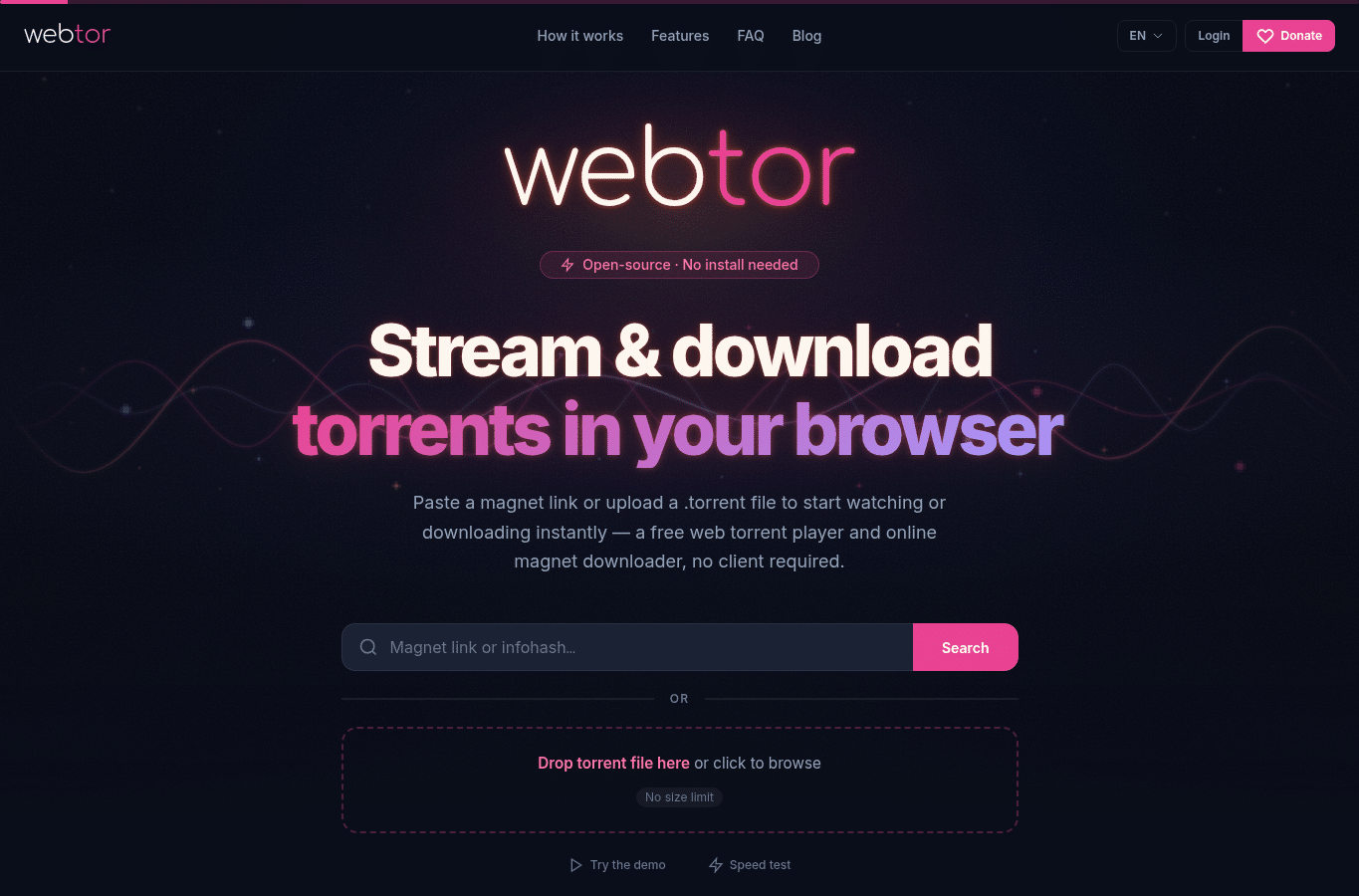 Bildschirmaufnahme von webtor.io