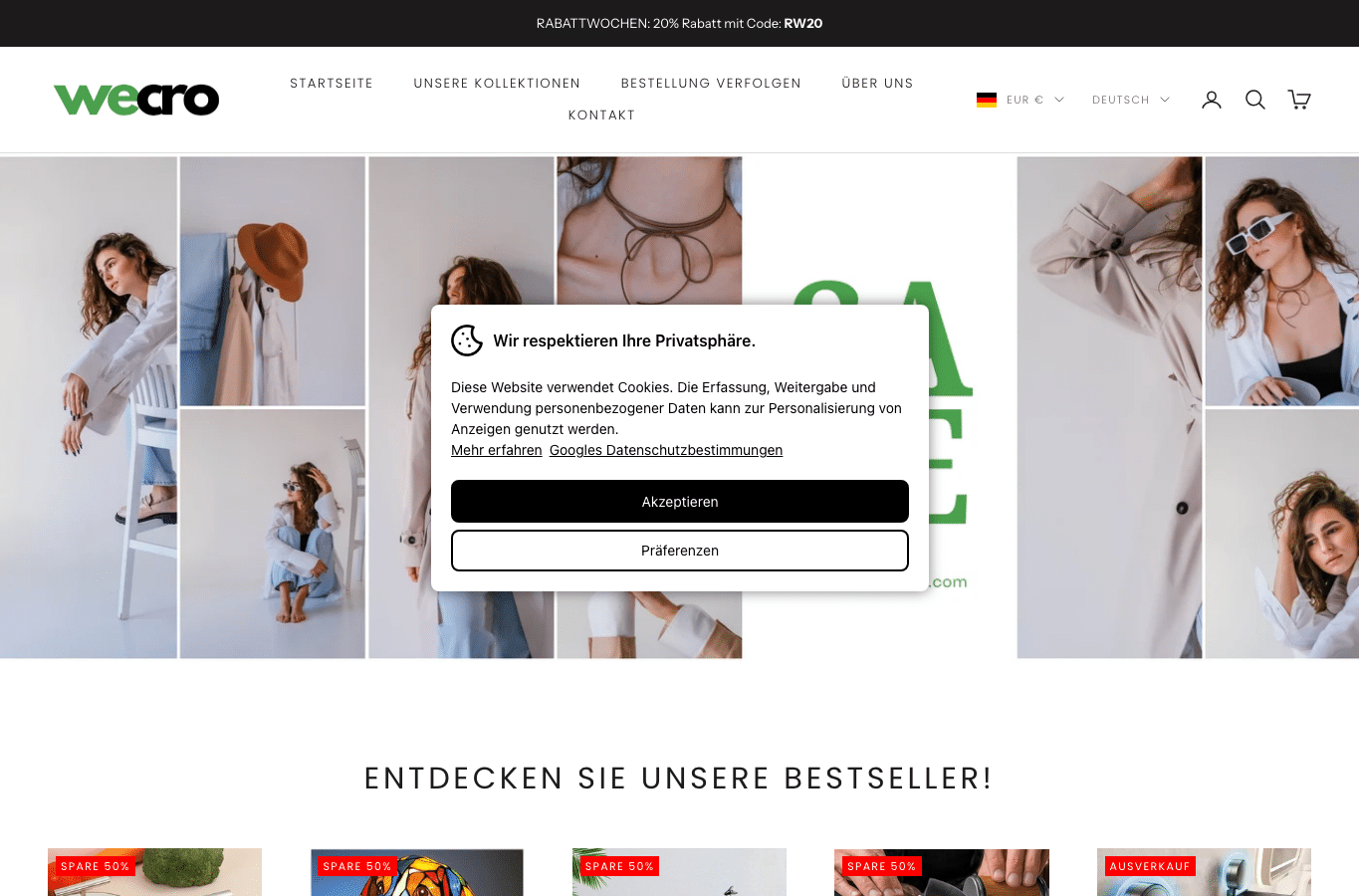 Bildschirmaufnahme von wecro.de
