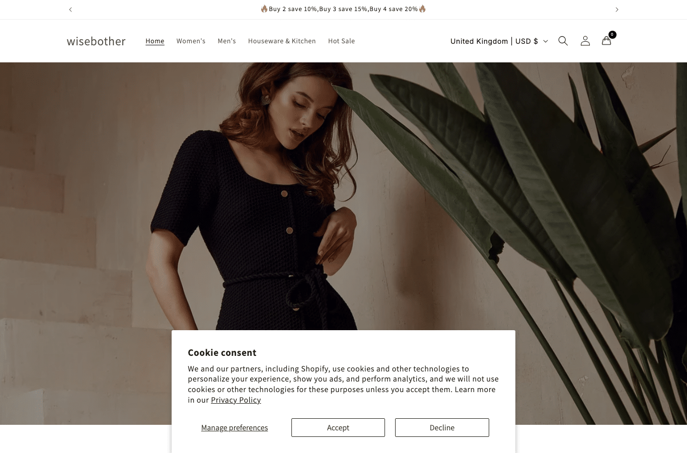 Bildschirmaufnahme von wisebother.shop