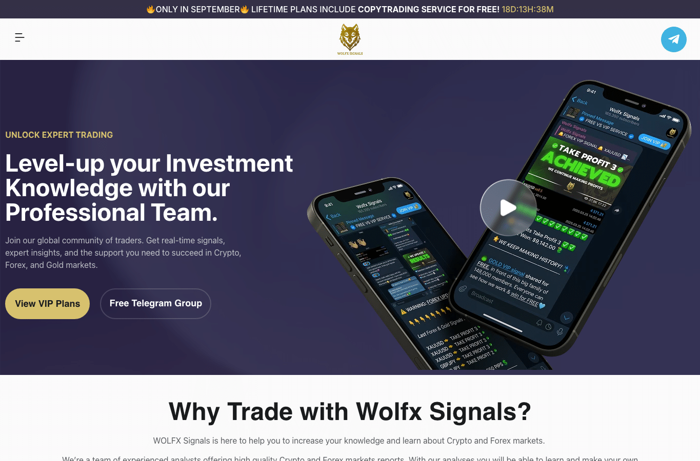 Bildschirmaufnahme von wolfxsignals.com