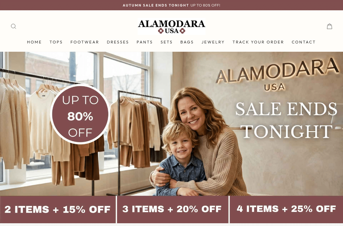 Bildschirmaufnahme von alamodara.com