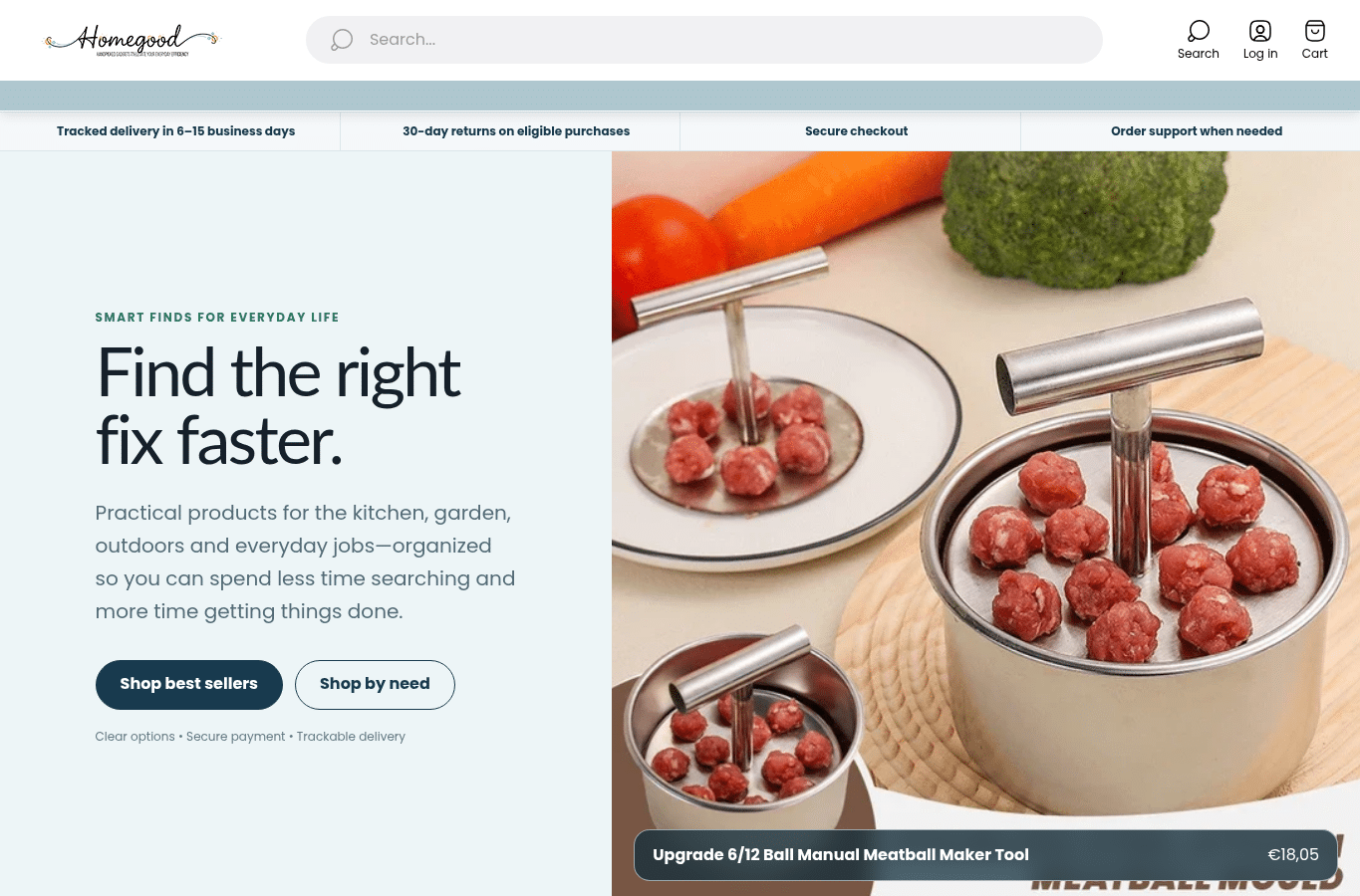 Bildschirmaufnahme von homegood.us