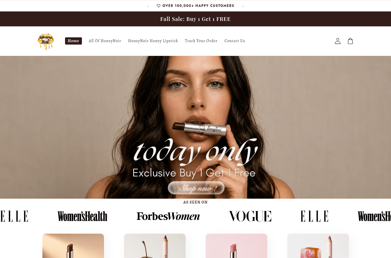 Bildschirmaufnahme von honeynoir.store