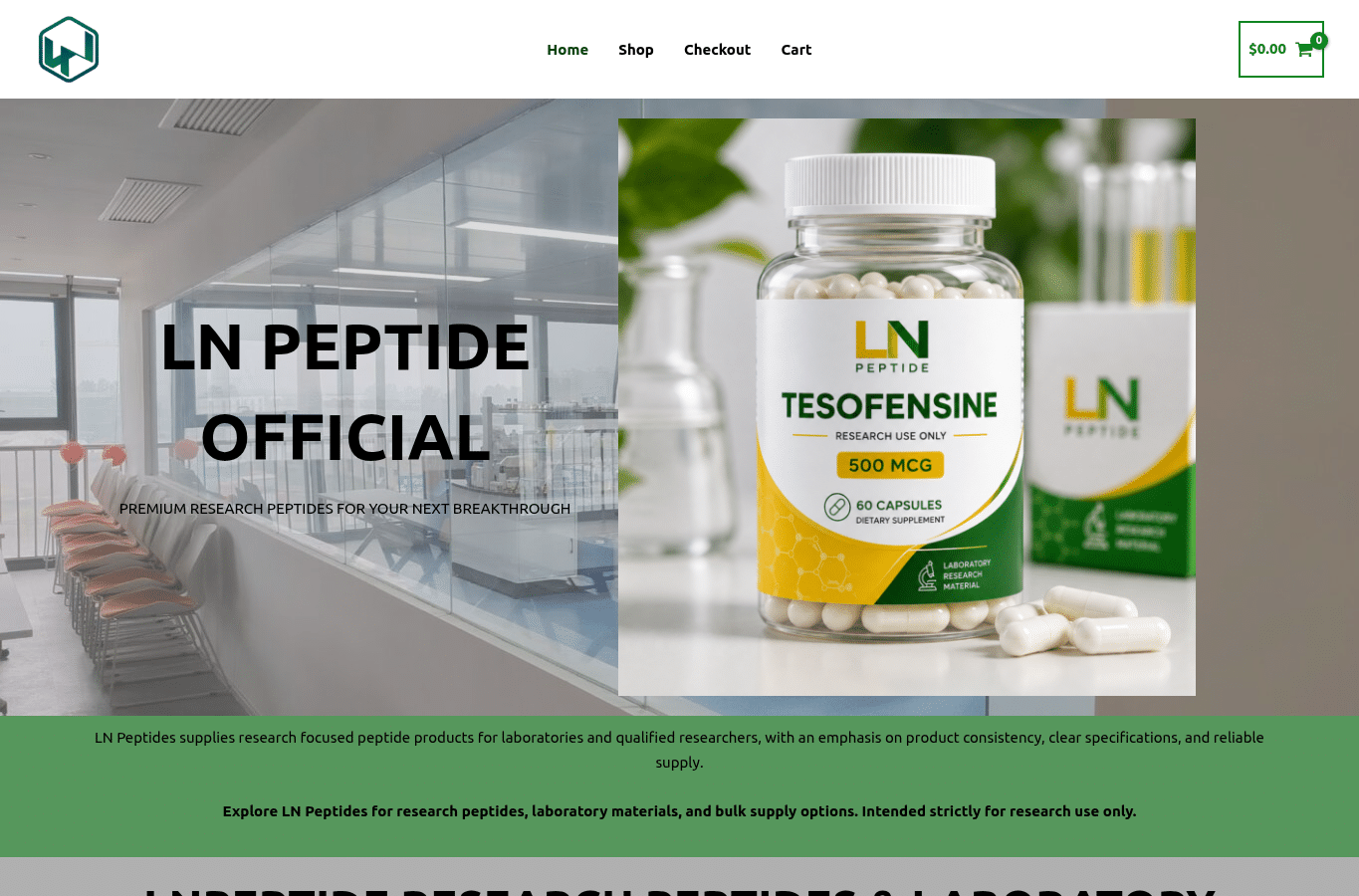 Bildschirmaufnahme von lnpeptideofficial.com