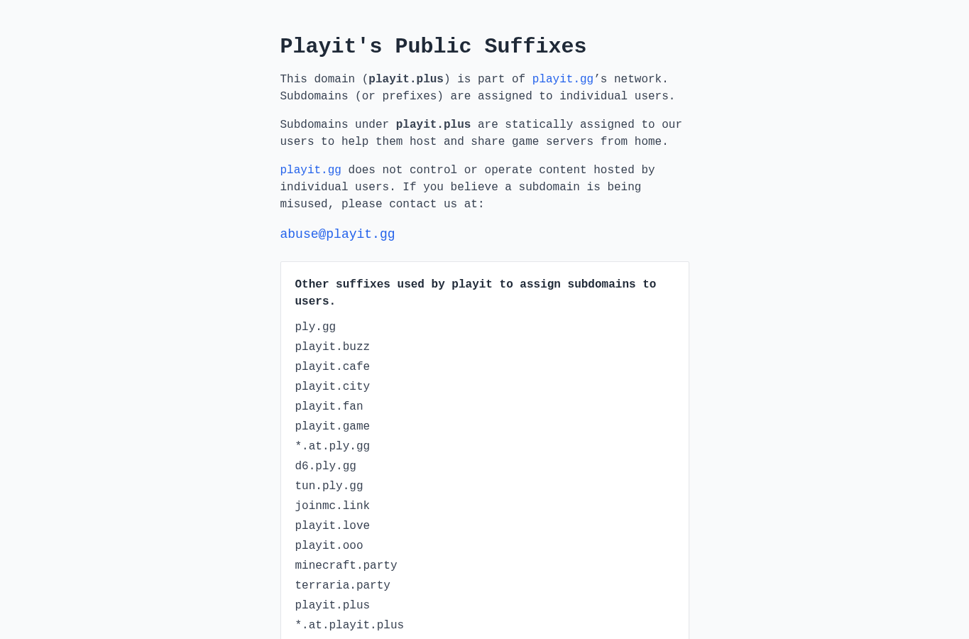 Bildschirmaufnahme von playit.plus